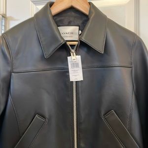 Coach black leather jacket, medium NWT